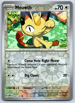 Meowth - Reverse Holo - Scarlet Violet 151 MEW EN 052/165 Pokemon Card NM - Image 1