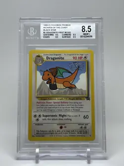 DRAGONITE Movie Promo 1999 Pokemon Card #5/#149 Black Star GRADED CGC 8.5 NM/M+ - Image 1