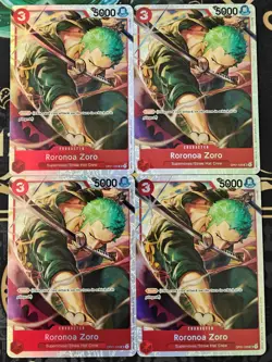 OP01-025 Roronoa Zoro Super Rare Foil Card Playset (4x) One Piece TCG English - Image 1