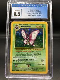 1999 Pokemon Unlimited Jungle No Set Symbol Holo Venomoth 13/64 CGC 8.5 PSA BGS - Image 1