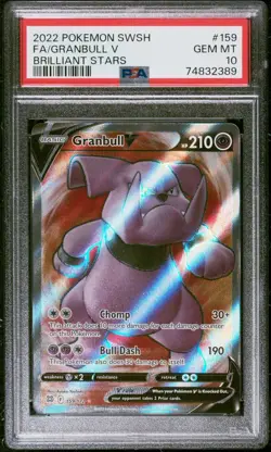 PSA 10 GEM MINT Granbull V 159/172 Brilliant Stars FA Ultra Rare Holo Pokemon - Image 1