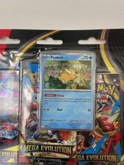 Pokemon TCG Mega Evolution 3 Pack Blister (Psyduck Promo) - Factory Sealed - Image 2