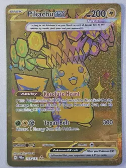 Pikachu ex 179/131 Hyper Rare GOLD Pokemon TCG Prismatic Evolutions NM - Image 1