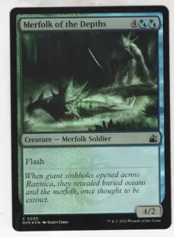 MTG Ravnica Remastered Foil Card #200 Merfolk of the Depths - Image 1