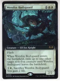 MTG Wilds Of Eldraine Foil Extended Art Card #329 Werefox Bodyguard - Image 1