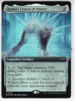 MTG Wilds Of Eldraine Foil Extended Art Card #367 Hylda's Crown of Winter - Image 1
