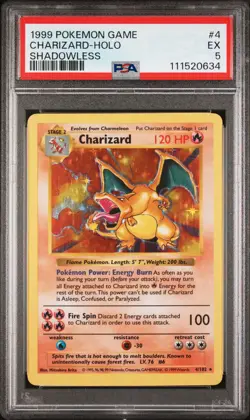 Charizard Holo #4 PSA 5 - 1999 Pokemon Base Set Shadowless - Image 1