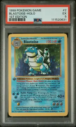Blastoise Holo #2 PSA 5 - 1999 Pokemon Base Set 1st Edition Shadowless - Image 1
