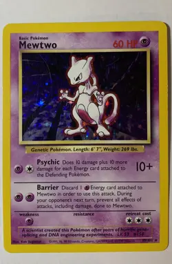 MEWTWO - RARE - 10/102 - Base Set - HOLO - Pokemon Card - EXC - Image 1