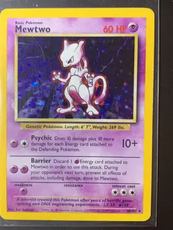 MEWTWO - RARE - 10/102 - Base Set - HOLO - Pokemon Card - EXC - Image 3