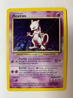 MEWTWO - RARE - 10/102 - Base Set - HOLO - Pokemon Card - EXC - Image 5