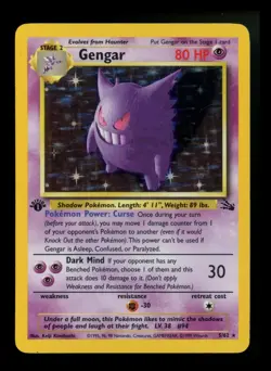 1st Edition Gengar 5/62 Fossil 1999 Holo Rare WOTC Pokemon Card TCG - Image 1
