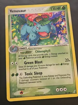 Venusaur 28/100 Holo Rare Crystal Guardians Pokemon Card - Image 2