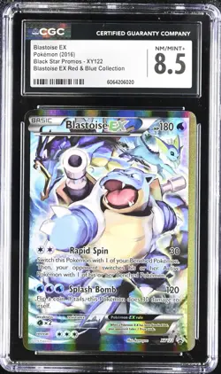 CGC 8.5 Blastoise EX 2016 Black Star Promo XY122 Pokemon Card Red & Blue - Image 1