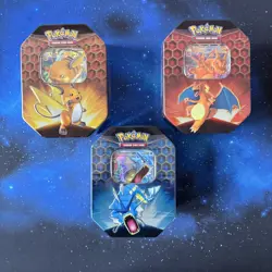Pokemon Hidden Fates Tins Set of 3 Charizard Gyarados Raichu Sealed - Image 1