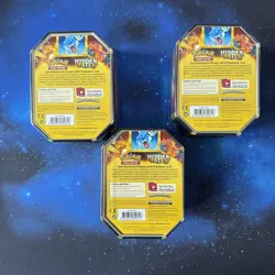 Pokemon Hidden Fates Tins Set of 3 Charizard Gyarados Raichu Sealed - Image 3