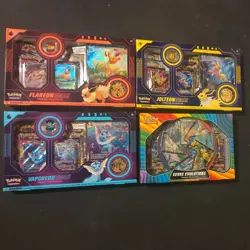 Pokemon Vmax Premium Collection Vaporeon Flareon Jolteon Set + Eevee Evolutions - Image 1