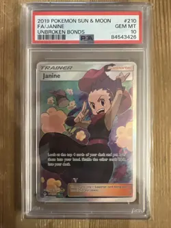 Pokemon TCG Janine Unbroken Bonds 210/214 Holo Full Art PSA 10 - Image 1
