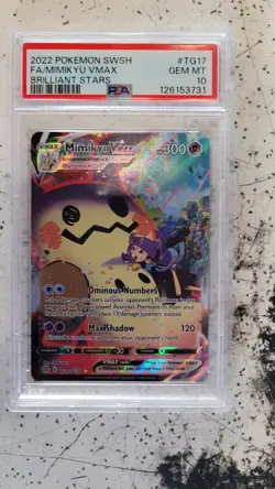 Pokemon TCG Mimikyu VMAX TG17/TG30 SWSH Brilliant Stars PSA 10 FA 2022 - Image 1