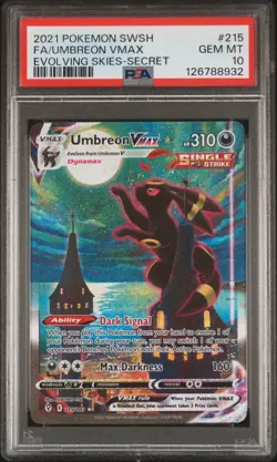 2021 POKEMON SWORD & SHIELD EVOLVING SKIES 215 FULL ART UMBREON VMAX PSA 10 - Image 1