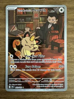 Pokemon TCG Team Rockets Meowth Card 203/182 Destined Rivals Set - Image 1