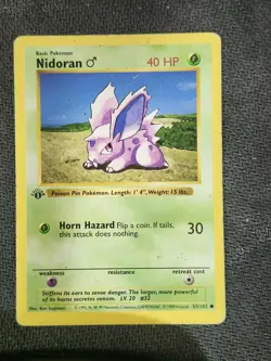 NIDORAN M- 55/102 - BASE SET 1ST EDITION SHADOWLESS - COMMON - POKEMON CARD - Image 1