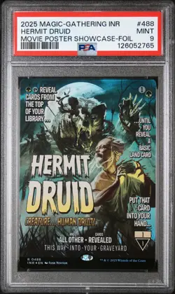 2025 MTG INNISTRAD REMASTERED MOVIE POSTER SC-FOIL #488 HERMIT DRUID PSA 9 - Image 1