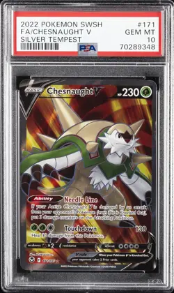 2022 POKEMON SWORD & SHIELD SILVER TEMPEST #171 FULL ART/CHESNAUGHT V PSA 10 - Image 1