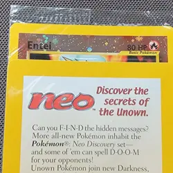 Sealed 2001 Entei Reverse Holo Pokemon Neo Discovery Black Star Movie Promo VTG - Image 2