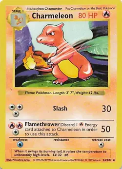 Charmeleon - 24/102 - Pokemon Base Set Shadowless Card NM - Image 1