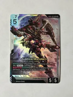 Justice Gundam GD01-066 LR Gundam Card Game Newtype Rising Foil - Image 1