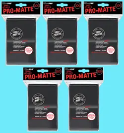500 ULTRA PRO Standard Size BLACK PRO-MATTE DECK PROTECTORS Card Sleeves MTG - Image 1
