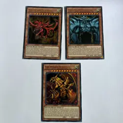 Yugioh! TCG Full set Egyptian God Cards Ra Obelisk Slifer LDK2 - Image 1