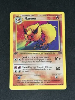 1st Edition Flareon (Non-Holo) Pokemon Jungle Set Card 1999 MP 19/64 - Image 1
