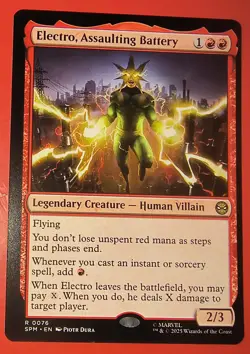 MAGIC,MTG: SPIDER-MAN, ELECTRO, ASSAULTING BATTERY, 0076, REGULAR, RARE, NM, SPM - Image 1