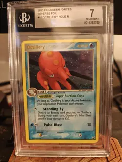 2005 POKEMON EX UNSEEN FORCES #10 OCTILLERY-REVERSE FOIL BGS 7 - Image 1