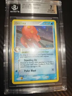 2005 POKEMON EX UNSEEN FORCES #10 OCTILLERY-REVERSE FOIL BGS 7 - Image 3