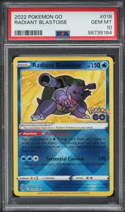 2022 Pokemon Sword & Shield Pokemon GO Radiant Blastoise #18 PSA 10 GEM MINT - Image 1