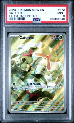 PSA 9 MINT 2023 POKEMON MEW EN-151 #172 CATERPIE ILLUSTRATION RARE ENGLISH - Image 1