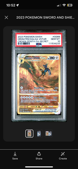 2023 Pokemon Crown Zenith Origin Forme Dialga VSTAR Full Art GG68/GG70 PSA 10 - Image 2