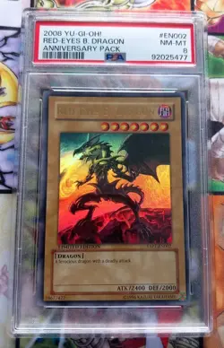 PSA 8 Yu-Gi-Oh! Red-Eyes Black Dragon YAP1-EN002 Anniversary Pack Ultra Rare - Image 1