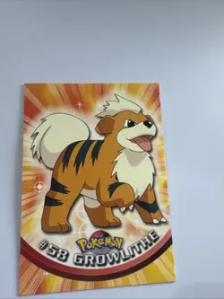 Topps Pokemon TV animation Edition card #58 Growlithe RED Logo - Image 1