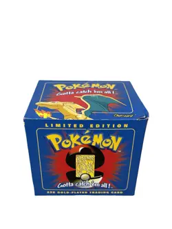 1999 Pokemon Burger King Charizard 23K Gold Plated Card & SEALED Pokeball BLUE - Image 2