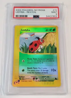 2003 Pokemon Skyridge #72 Ledyba - Reverse Holo Foil PSA 9 MINT Card WOTC - Image 1