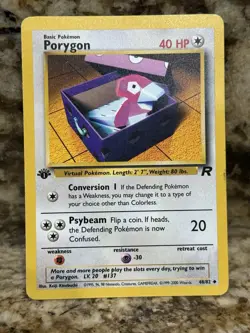 Porygon - 48/82 - Uncommon 1st Edition Team Rocket Pokemon Card WOTC Vintage LP - Image 1