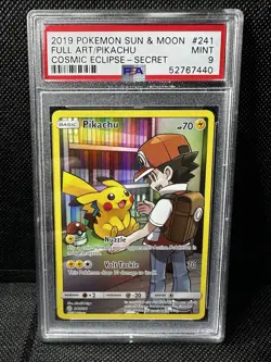 2019 POKEMON SUN & MOON COSMIC ECLIPSE SECRET #241 FULL ART/PIKACHU PSA 9 - Image 2