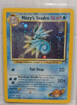 Pokemon TCG Misty's Seadra Gym Heroes Holo 9/132 MP-VINTAGE WOTC HOLO SWIRL - Image 1