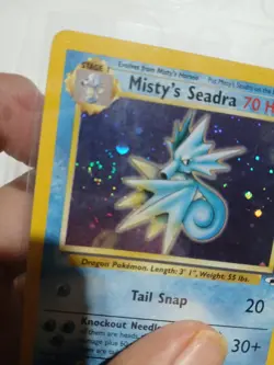 Pokemon TCG Misty's Seadra Gym Heroes Holo 9/132 MP-VINTAGE WOTC HOLO SWIRL - Image 4