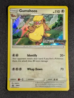 Pokemon Gumshoos SM97 Holo Rare Staff Promo Ultra Prism Pre Release LP - Image 1