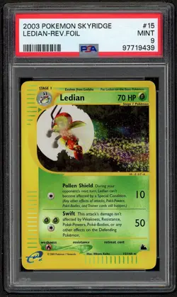 Ledian Skyridge Reverse Holo PSA 9 MINT - 2003 Pokemon 15/144 Rare Foil - Image 1